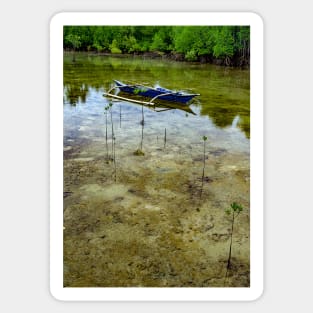 Boat in the mangrove lake Sticker